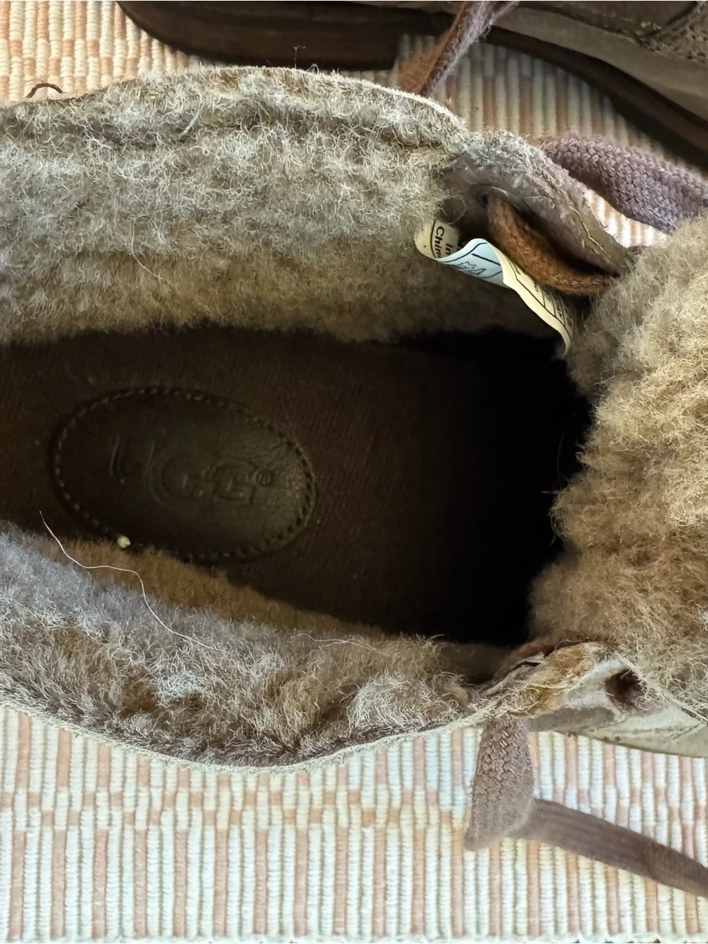 New UGG Men's Taupe Suede Chukka Boots with Shearling Collar